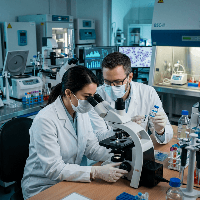 Enzymatica virusforskning laboratorium med forskare